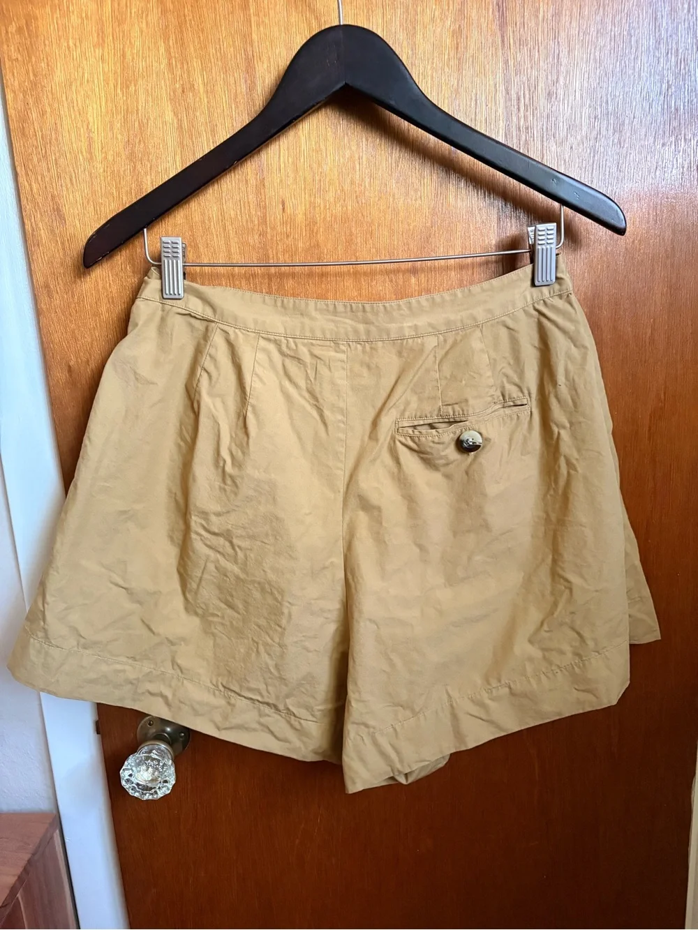 Doen High Waist Pleated Shorts in Mustard